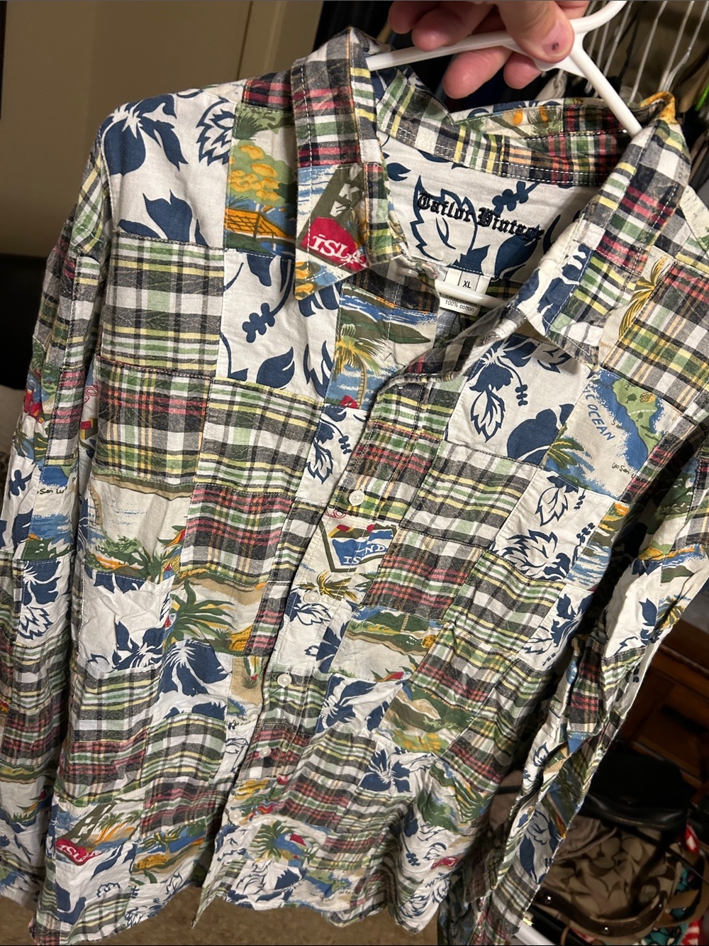Tailor Vintage Blue Floral & Multi Plaid Button-Down Shirt
